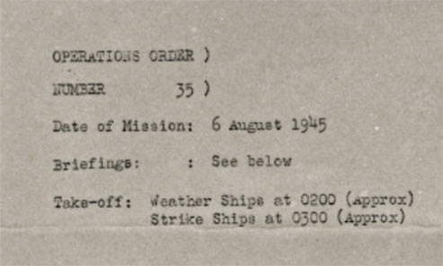 Strike order of Hiroshima Mission