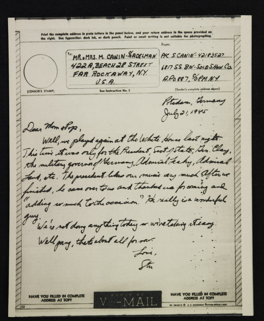 Letter from Stuart to his parents, July 1945